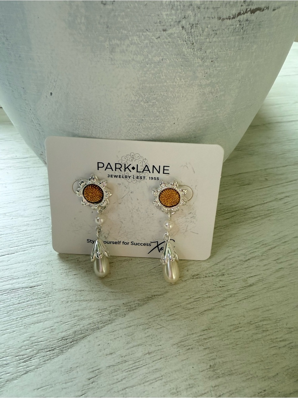 Park Lane Silver-Tone Earrings with Pearl Drops